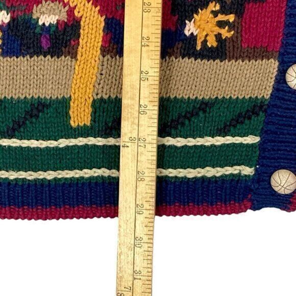 Northern Isles Sweater Womens 2X Blue Varsity Back to School Hand Knit Cardigan - Picture 13 of 16